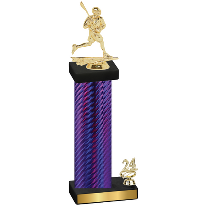 Accented Single Purple Carbon Fiber Year Lacrosse Trophy