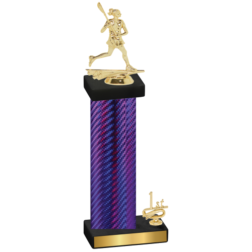 Accented Single Purple Carbon Fiber First Place Lacrosse Trophy