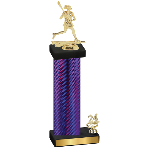 Accented Single Purple Carbon Fiber Year Lacrosse Trophy