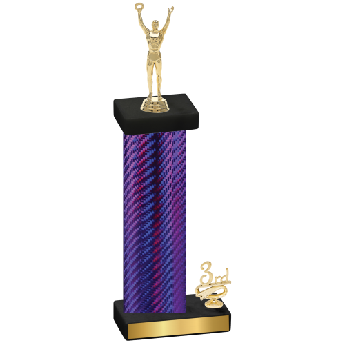 Accented Single Purple Carbon Fiber Third Place Victory Trophy