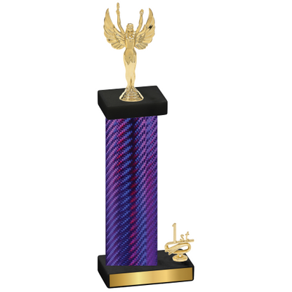 Accented Single Purple Carbon Fiber First Place Victory Trophy