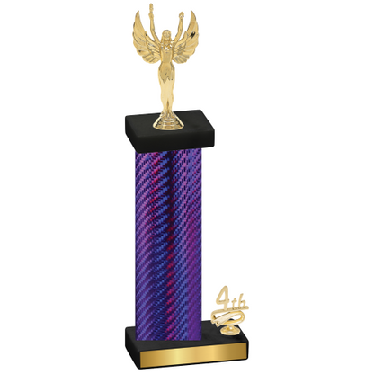 Accented Single Purple Carbon Fiber Fourth Place Victory Trophy