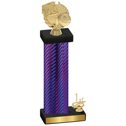 Accented Single Purple Carbon Fiber First Place Basketball Trophy