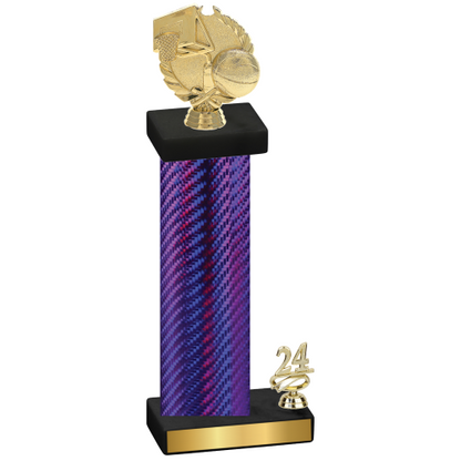 Accented Single Purple Carbon Fiber Year Basketball Trophy