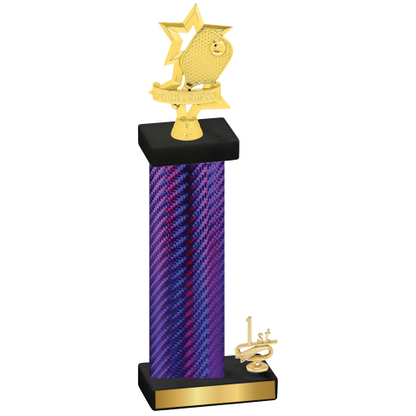 Accented Single Purple Carbon Fiber First Place Pickleball Trophy