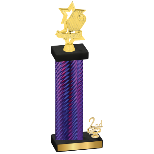 Accented Single Purple Carbon Fiber Second Place Pickleball Trophy