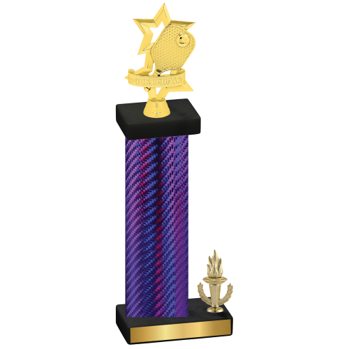 Accented Single Purple Carbon Fiber Victory Pickleball Trophy