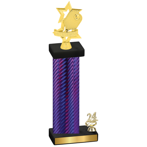 Accented Single Purple Carbon Fiber Year Pickleball Trophy