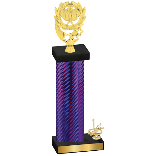 Accented Single Purple Carbon Fiber First Place Pickleball Trophy