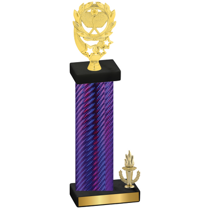 Accented Single Purple Carbon Fiber Victory Pickleball Trophy