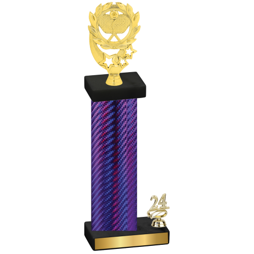 Accented Single Purple Carbon Fiber Year Pickleball Trophy