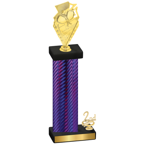 Accented Single Purple Carbon Fiber Second Place Pickleball Trophy