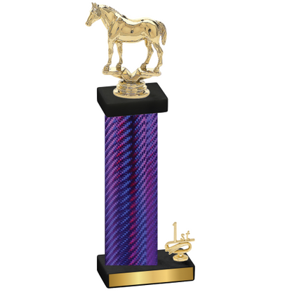 Accented Single Purple Carbon Fiber First Place Horses Trophy