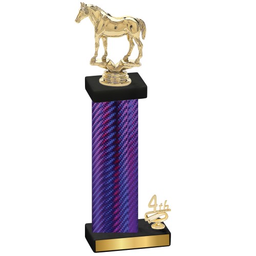 Accented Single Purple Carbon Fiber Fourth Place Horses Trophy