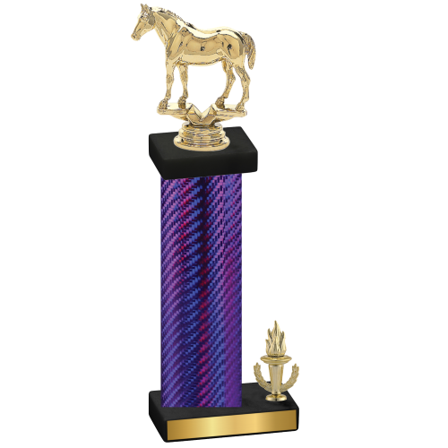 Accented Single Purple Carbon Fiber Victory Horses Trophy