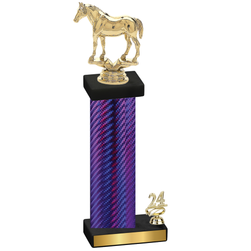 Accented Single Purple Carbon Fiber Year Horses Trophy