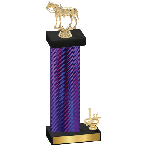 Accented Single Purple Carbon Fiber First Place Horses Trophy