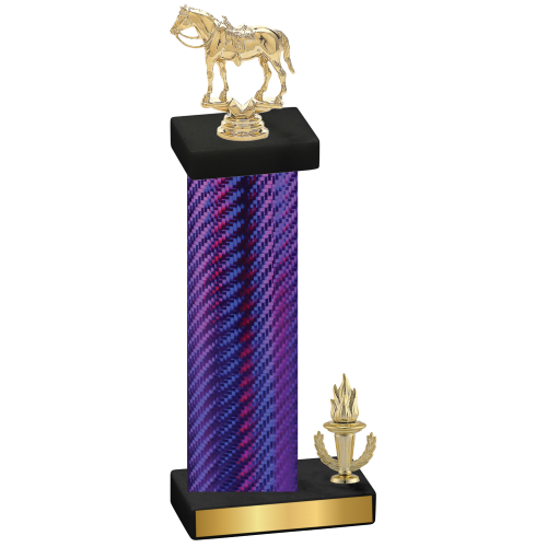 Accented Single Purple Carbon Fiber Victory Horses Trophy