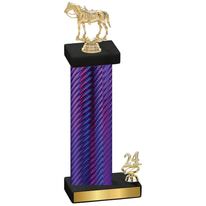 Accented Single Purple Carbon Fiber Year Horses Trophy