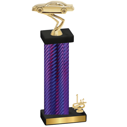 Accented Single Purple Carbon Fiber First Place Cars Trophy