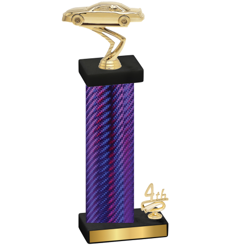 Accented Single Purple Carbon Fiber Fourth Place Cars Trophy