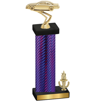 Accented Single Purple Carbon Fiber Victory Cars Trophy