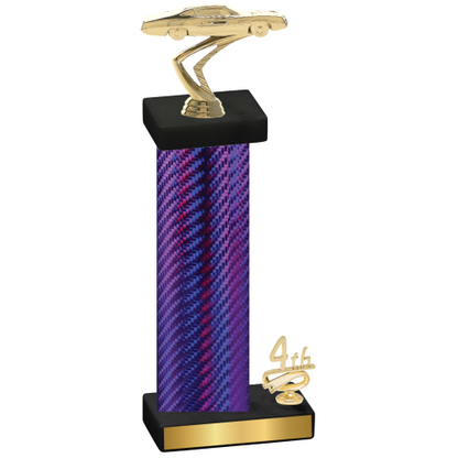 Accented Single Purple Carbon Fiber Fourth Place Cars Trophy