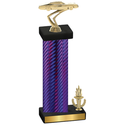 Accented Single Purple Carbon Fiber Victory Cars Trophy