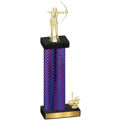 Accented Single Purple Carbon Fiber First Place Archery Trophy