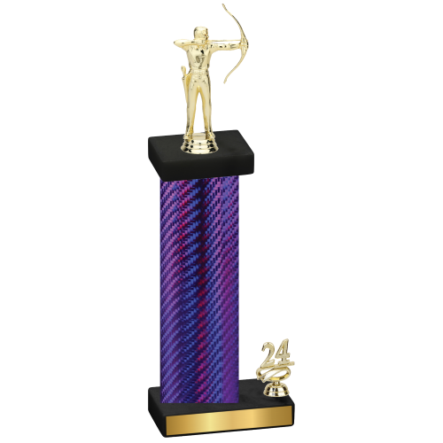 Accented Single Purple Carbon Fiber Year Archery Trophy