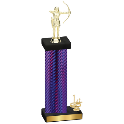 Accented Single Purple Carbon Fiber First Place Archery Trophy