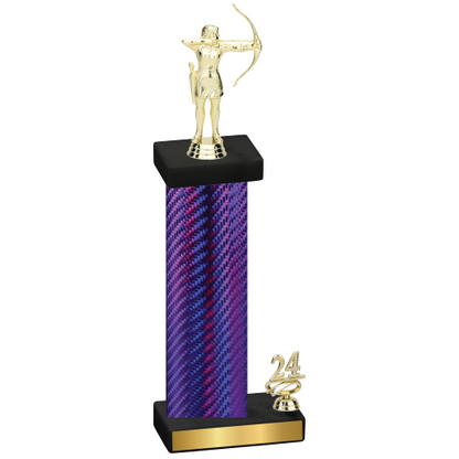 Accented Single Purple Carbon Fiber Year Archery Trophy