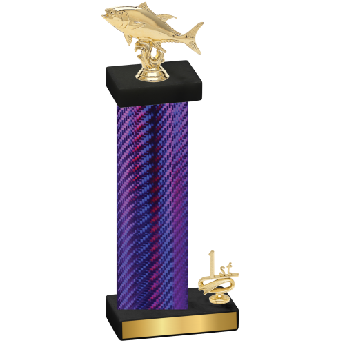 Accented Single Purple Carbon Fiber First Place Fishing Trophy