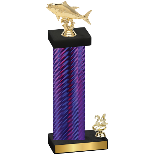 Accented Single Purple Carbon Fiber Year Fishing Trophy