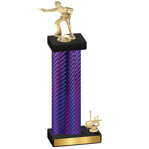 Accented Single Purple Carbon Fiber First Place Shooter Trophy