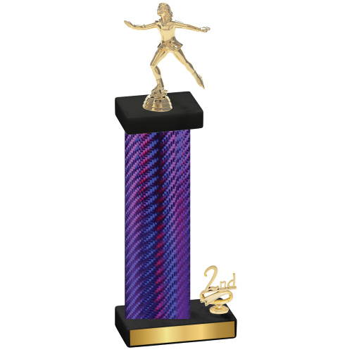 Accented Single Purple Carbon Fiber Second Place Skater Trophy