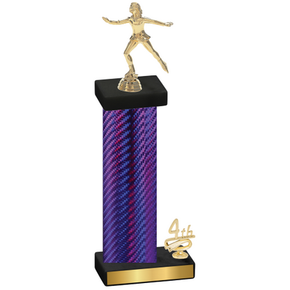 Accented Single Purple Carbon Fiber Fourth Place Skater Trophy