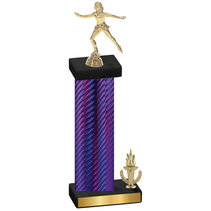 Accented Single Purple Carbon Fiber Victory Skater Trophy