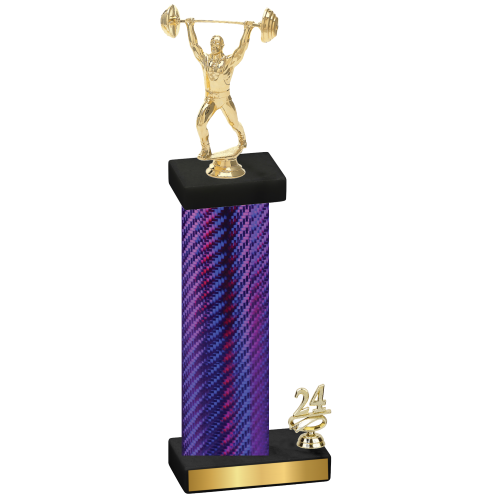 Accented Single Purple Carbon Fiber Year Weights Trophy