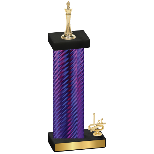 Accented Single Purple Carbon Fiber First Place Chess Trophy