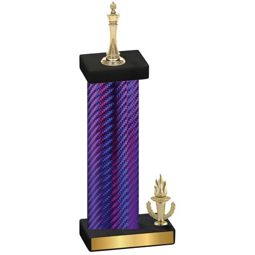 Accented Single Purple Carbon Fiber Victory Chess Trophy