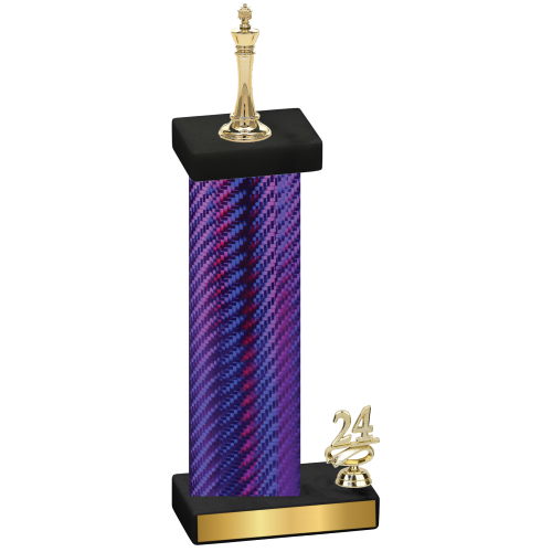 Accented Single Purple Carbon Fiber Year Chess Trophy