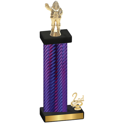 Accented Single Purple Carbon Fiber Second Place Holiday Trophy