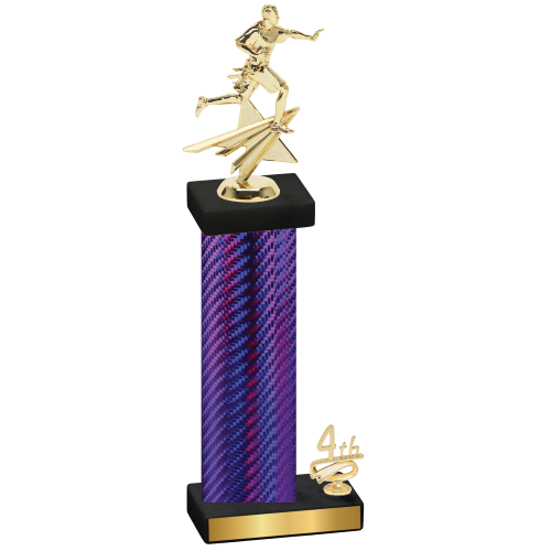 Accented Single Purple Carbon Fiber Fourth Place Flag Football Trophy