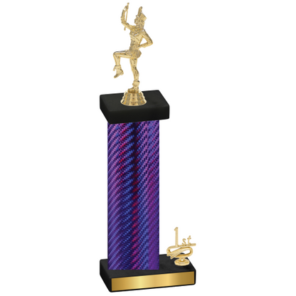 Accented Single Purple Carbon Fiber First Place Majorette Trophy