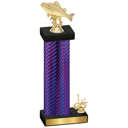 Accented Single Purple Carbon Fiber First Place Fishing Trophy