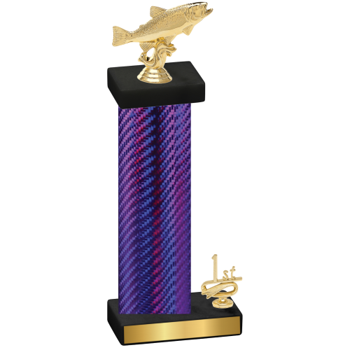 Accented Single Purple Carbon Fiber First Place Fishing Trophy