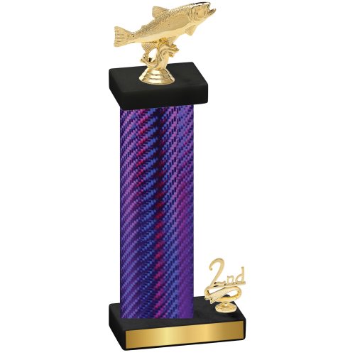 Accented Single Purple Carbon Fiber Second Place Fishing Trophy