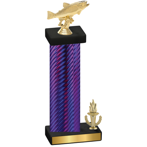 Accented Single Purple Carbon Fiber Victory Fishing Trophy