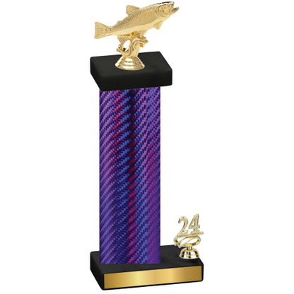 Accented Single Purple Carbon Fiber Year Fishing Trophy